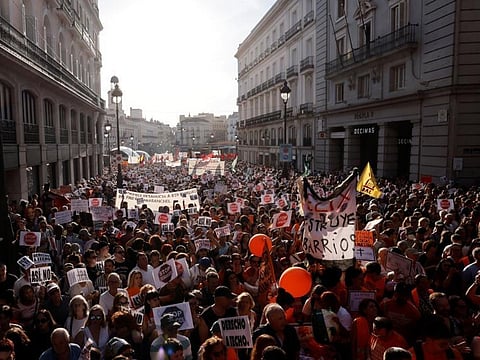 Thousands march in Madrid over eviction of 87-year-old woman