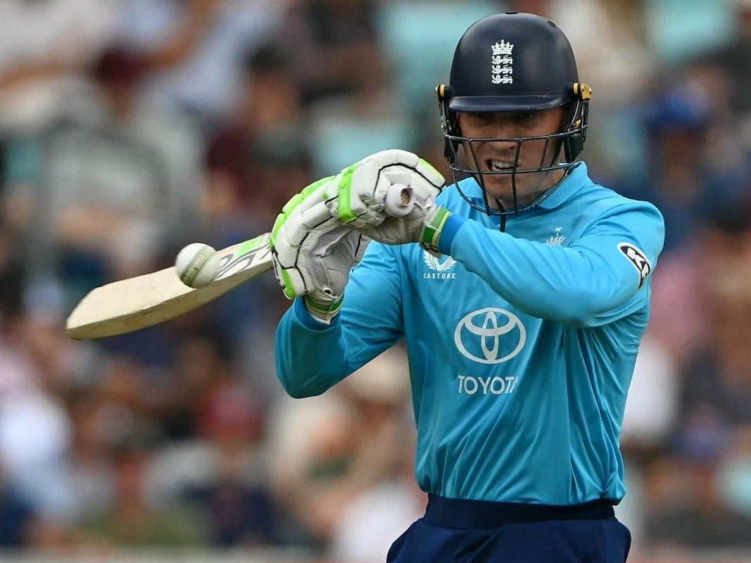 England's Tom Banton hits a six during the third ODI agaubst Sri Lanka at The Oval in London on September 27, 2026.