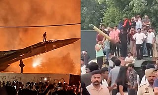 Dramatic videos from the campus showed one student climbing onto an Indian Air Force MiG-23UM aircraft on display, while around 10 others were seen standing on top of a military tank.