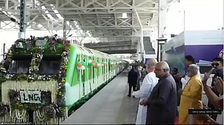 Amit Shah flags off India’s first LNG-powered train from Sabarmati.