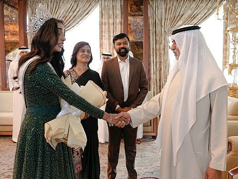 The Abu Dhabi-raised law student met UAE Minister of Tolerance and Coexistence Sheikh Nahyan bin Mubarak Al Nahyan after fulfilling her promise to return home as India’s national titleholder

