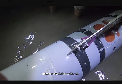The English translation from Persian of an IRGC post on X states: "The Strait of Hormuz is not only open, but a hunting ground for the IRGC Navy targeting American submarines; the second catch has been reeled in, this time the Mk 18 Mod 2 Kingfish; an advanced, autonomous AUV equipped with sonar and precision navigation, worth several million dollars. It's not just a hunt; it's a trophy of technology and intelligence."