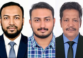 From left: Mohammed Shahadat Hussain, Eldho Mathew and Abul Bashar