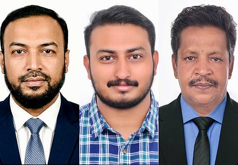 From left: Mohammed Shahadat Hussain, Eldho Mathew and Abul Bashar