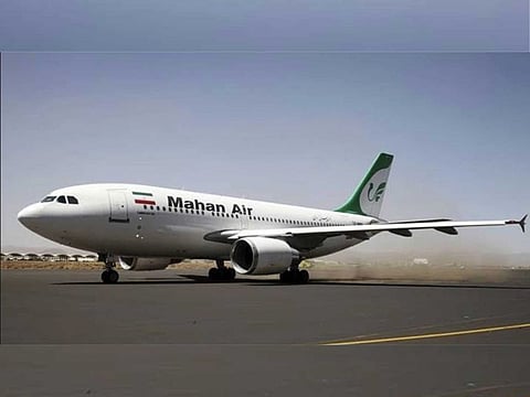 File photo shows an Airbus A310 operated by the Iranian private carrier Mahan Air is seen taxiing along the tarmac at Sanaa International Airport, marking the completion of its inaugural flight connecting Iran to Yemen.