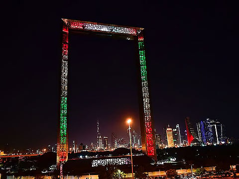 Eid Al Etihad fireworks in 2025 at A Seef in Dubai.  