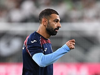 Trabzonspor's Egyptian forward #10 Mohamed Salah is seen prior the UEFA Europa League second leg playoff football match between Ferencvaros and Trabzonspor in Budapest on August 27, 2026.