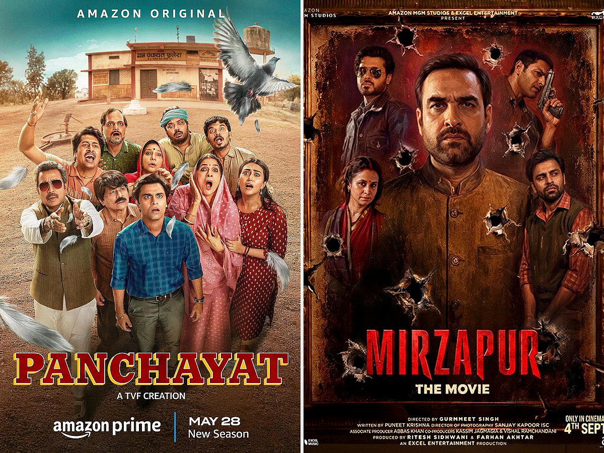 Posters of Panchayat and Mirzapur.