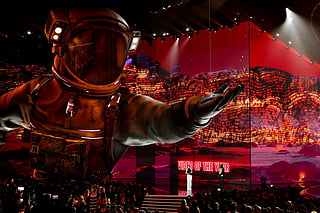 Taylor Swift accepts the Video of the Year Award for “The Fate of Ophelia” from host Snoop Dogg onstage during the 2026 MTV Video Music Awards (VMAs) at Peacock Theater on September 27, 2026 in Los Angeles, California.