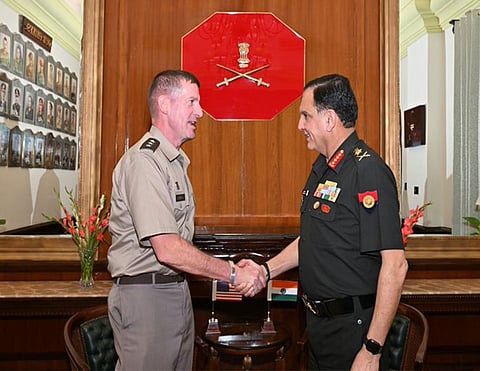 Indian Army Chief General Dhiraj Seth meets Lt Gen Joel B Vowell, Deputy Commanding General of United States Army Pacific (USARPAC), in New Delhi. 
