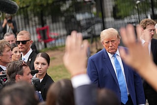 President Donald Trump speaks to reporters at the White House in Washington, Tuesday Sept. 29, 2026, after meeting with top executives of AI firms. (AP Photo/Jacquelyn Martin)