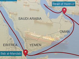 The two chokepoints of global fossil fuel trade.