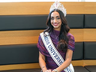 Kaziah Liz Mejo, the newly crowned Miss Universe India 2026 in Dubai 