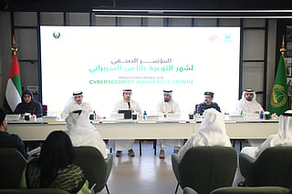  Officials at the launch of the UAE’s new cybersecurity awareness campaign.