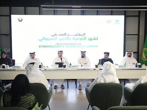  Officials at the launch of the UAE’s new cybersecurity awareness campaign.