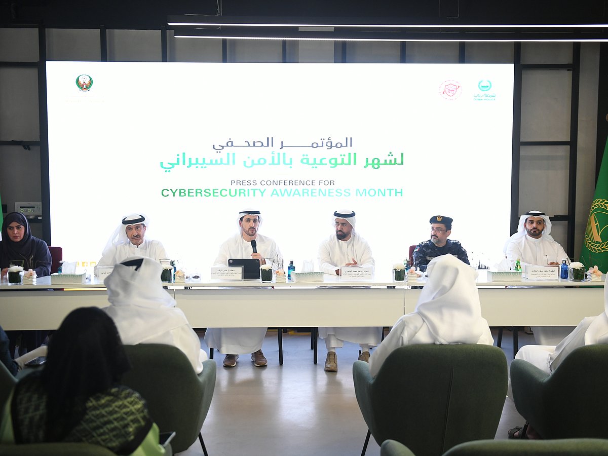  Officials at the launch of the UAE’s new cybersecurity awareness campaign.