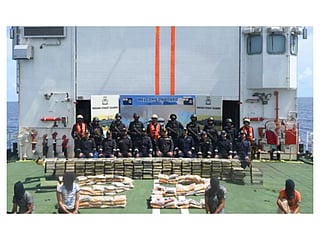 The Indian Coast Guard said the vessel was caught west of Lakshadweep in a joint intelligence-led operation with the Gujarat Anti-Terrorist Squad on September 25.