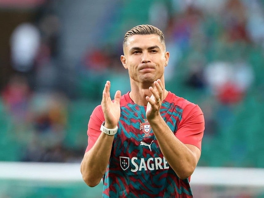 Portugal's forward #07 Cristiano Ronaldo warms up ahead of the UEFA Nations League league phase group A4 football match between Portugal and Wales at Jose Alvalade stadium in Lisbon on September 24, 2026.