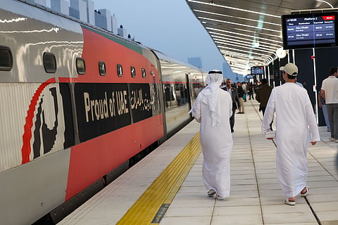 Passengers get a warm welcome before Etihad Rail’s first journey
