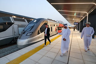 Excitement fills Al Yalayis Station as passengers arrive for Etihad Rail’s first Dubai–Abu Dhabi journey. Photo: Virendra Saklani/Gulf News