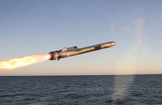Weapons maker Raytheon's SM-6 missile, described as "critical anti-air and anti-surface warfare munition." The Pentagon signed a five-year deal with Raytheon, with two additional option years, to accelerate SM-6 production. 

