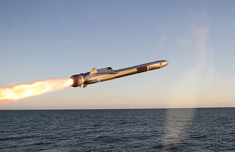 Weapons maker Raytheon's SM-6 missile, described as "critical anti-air and anti-surface warfare munition." The Pentagon signed a five-year deal with Raytheon, with two additional option years, to accelerate SM-6 production. 

