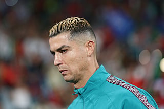 Portugal's forward #07 Cristiano Ronaldo looks on ahead of the UEFA Nations League league phase group A4 football match between Portugal and Wales at Jose Alvalade stadium in Lisbon on September 24, 2026.