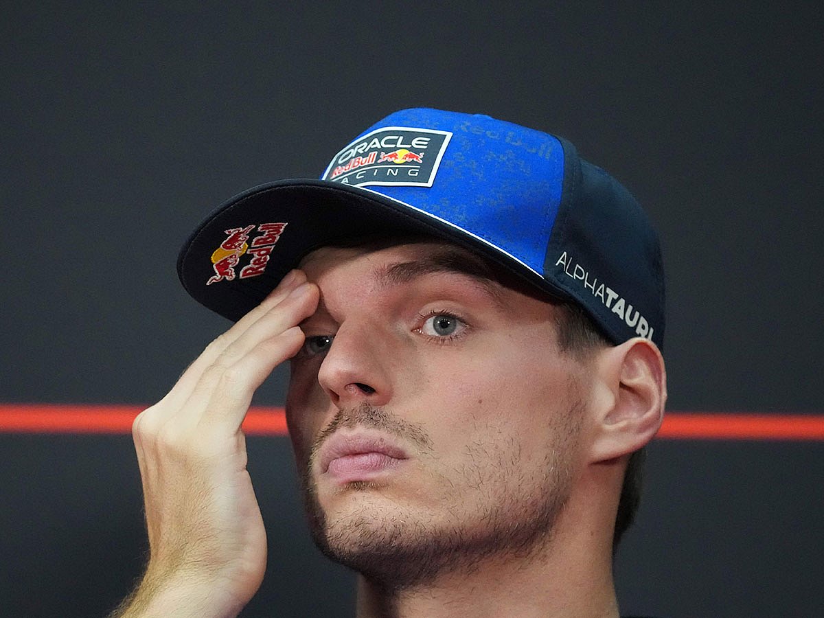 Red Bull driver Max Verstappen of the Netherlands listens to a question during the drivers' press conference ahead of the Bahrain Grand Prix in Malaysia at the Sepang International Circuit in Sepang, Malaysia.
