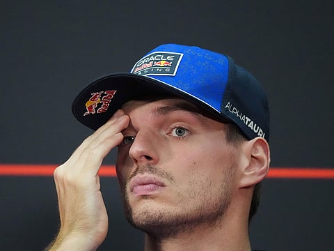 Red Bull driver Max Verstappen of the Netherlands listens to a question during the drivers' press conference ahead of the Bahrain Grand Prix in Malaysia at the Sepang International Circuit in Sepang, Malaysia.
