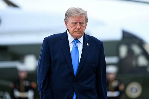 US President Donald Trump as Washington weighs its next steps on Iran amid a growing US military presence in the Middle East.