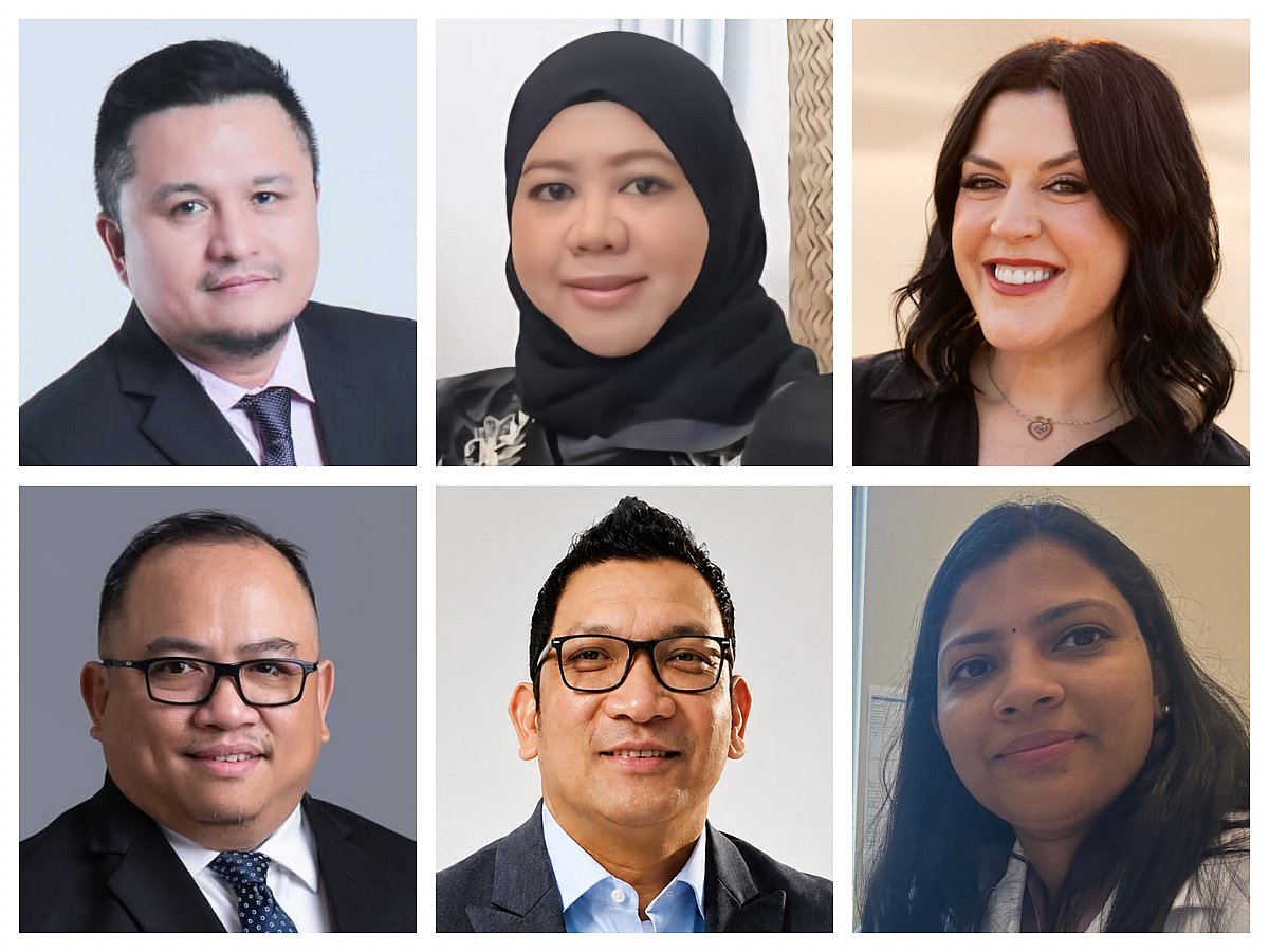 Clockwise from top left: Alfonso Halibas III, Ameena Centeno-Zienelabeden, Elize Al Darmaki, Suramya Kuniyil, Rolly Brucales, and Renante Abellanosa