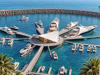 Artist’s impression of Wynn Marina, the planned 98-berth superyacht marina at Wynn Al Marjan Island in Ras Al Khaimah
