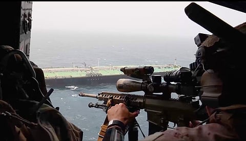 This screen grab made on September 5, 2026 from handout video footage released by the US Central Command (CentCom) on September 5, 2026 shows what CentCom says are strikes that destroyed three oil tankers linked to Islamic Revolutionary Guard Corps (IRGC) after the Iranian military organisation fired on American warships.