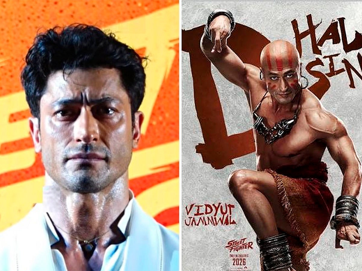 Vidyut Jammwal appears as Dhalsim in ‘Street Fighter’, alongside a portrait of the actor during his 15-minute breath-holding feat.