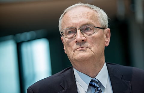 August Hanning, the former president of the Federal Intelligence Service (BND), appears as a witness before the NSA investigative committee at the German parliament Bundestag in Berlin on Oct. 1, 2015. (Michael Kappeler/dpa via AP)