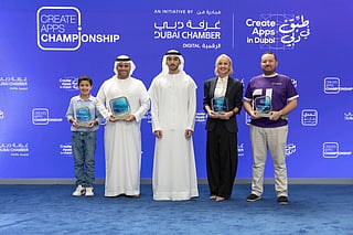 Mohammed bin Rashid bin Mohammed honoured the winners of the third edition of the Create Apps Championship at the Emirates Towers Boulevard.