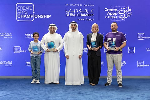 Mohammed bin Rashid bin Mohammed honoured the winners of the third edition of the Create Apps Championship at the Emirates Towers Boulevard.