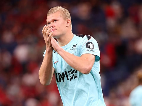 Norway's Erling Haaland claps his hands during warmup before the Nations League soccer match between Portugal and Norway in Porto, Portugal.