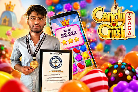 Bihar teenager Shubham Kumar has entered the International Book of Records after reaching Level 22,222 in Candy Crush Saga.