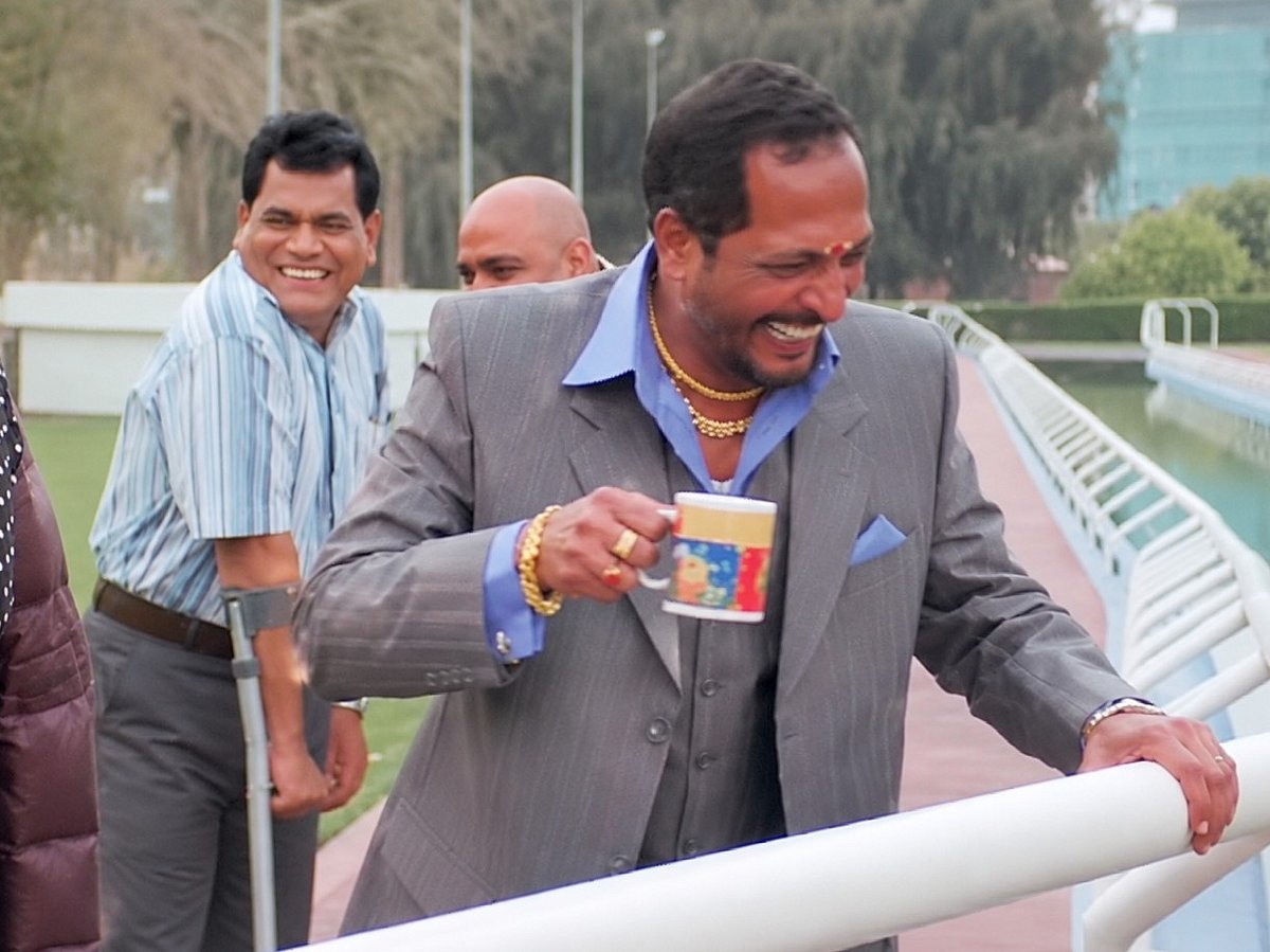 Nana Patekar’s expressive laugh in a scene from the Bollywood comedy Welcome (2007) has become a popular reaction meme, widely shared across social media and WhatsApp.