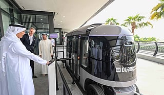 Mattar Al Tayer during the launch of the Dubai Glydways automated transit system at Bluewaters Island.