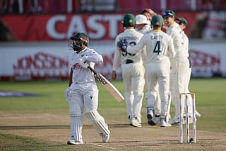 South africa's Temba Bavuma walks back to the pavilion after his dismissal on day four of the first Test match between South Africa and Australia at the Kingsmead stadium in Durban on October 12, 2026.