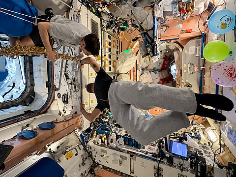 Indian-origin NASA astronaut Anil Menon works out aboard the International Space Station (ISS), where regular exercise helps astronauts maintain muscle strength and bone health in microgravity.