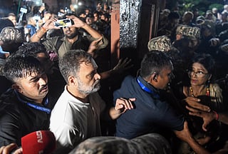Lok Sabha Leader of Opposition Rahul Gandhi, along with INDIA bloc leaders, arrives at the Supreme Court to file a petition challenging alleged irregularities in the SIR of electoral rolls, in New Delhi on Monday.  