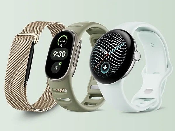 From left: Fitbit Air, Fitbit Edge and Pixel Watch.