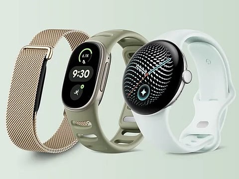 From left: Fitbit Air, Fitbit Edge and Pixel Watch.