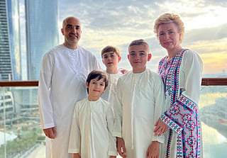 Katrin Berndt with her husband and three sons