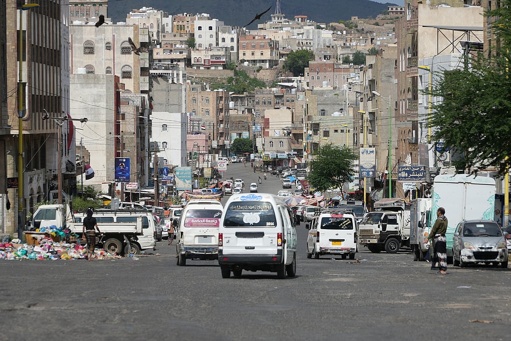 People use minibuses to save gasoline in Taiz, Yemen.