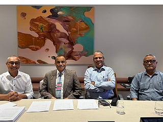From left to right: Raj K. Chandaria, Chairman & Managing Director of Aegis Logistics; Eugene Mayne, Founder and Group Chief Executive of Tristar Group; Sudhir Malhotra, Chief Executive Officer of Aegis Logistics; and Murad Moledina, Chief Financial Officer of Aegis Logistics.