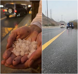 NCM said it is monitoring several convective cloud cells, with weather radar showing pink areas north of Al Ain, indicating the presence of hail.